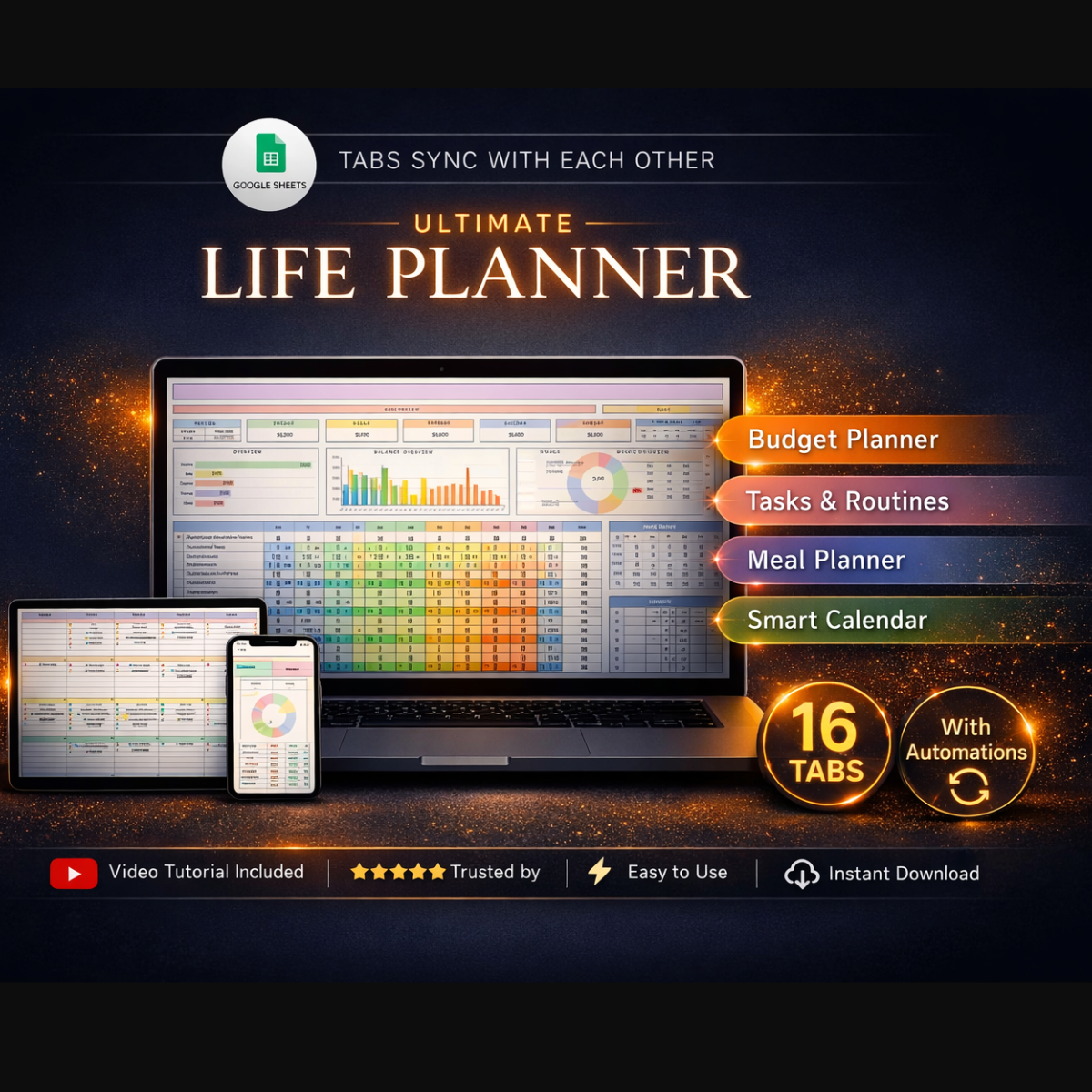 Life Planner Spreadsheet dashboard preview